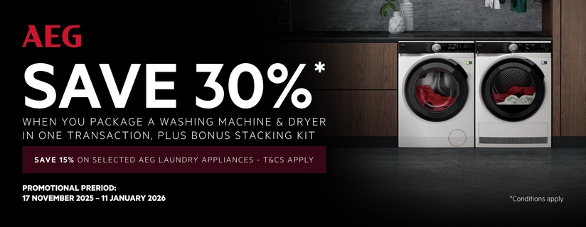 Save 30% On Selected AEG Washing Machine & Dryer Packages