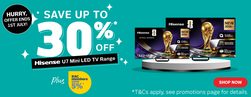 Save Up To 30%* Off Hisense U7 Mini LED TV Range