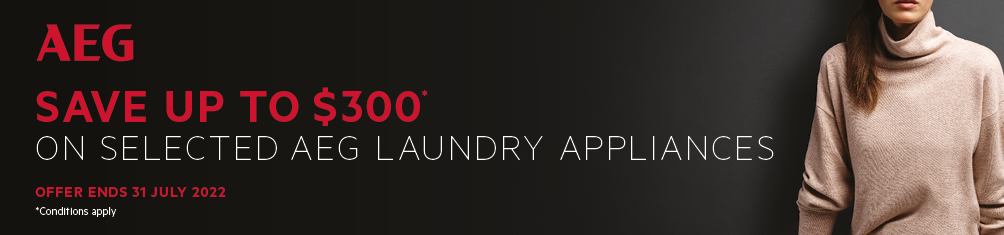 Save up to $300 on selected AEG Laundry Appliances