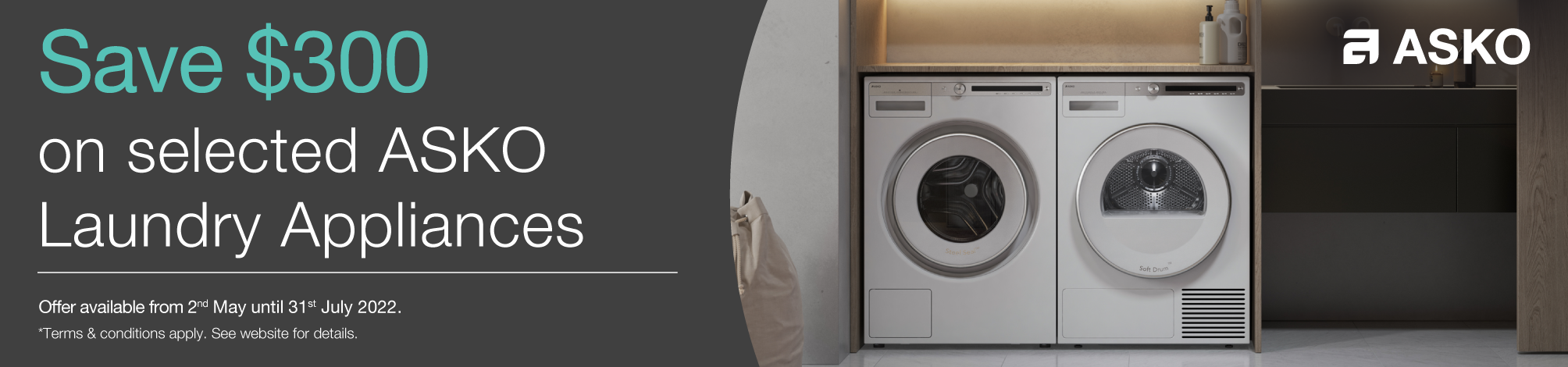 Save $300 on selected Asko Laundry Appliances