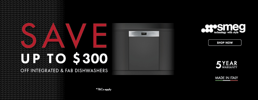 Save up to $300 on Selected Smeg FAB & Integrated Dishwashers