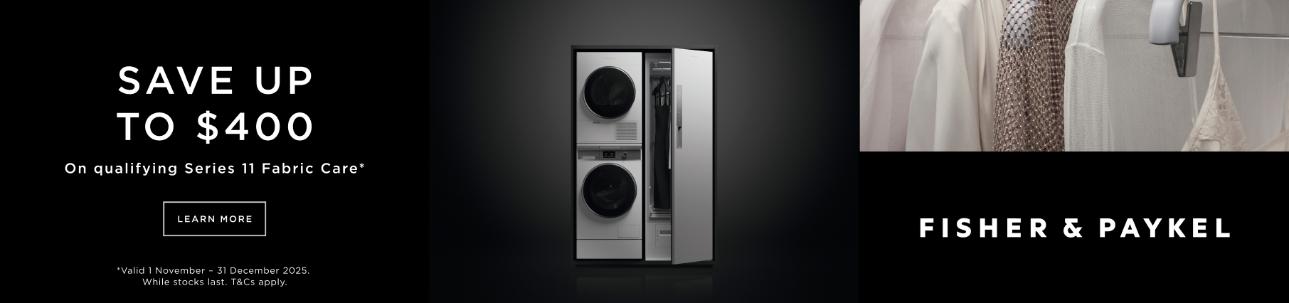 Save up to $400 on Fisher & Paykel Series 11 Laundry