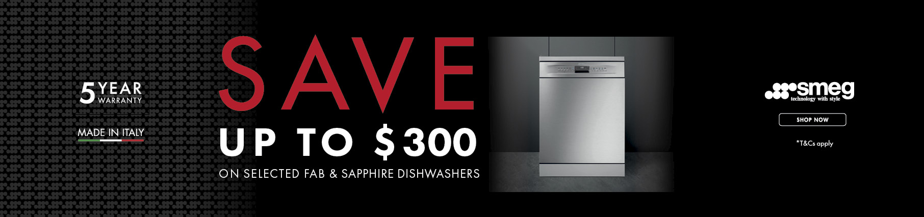 Save Up To $300 On Select SMEG Dishwashers