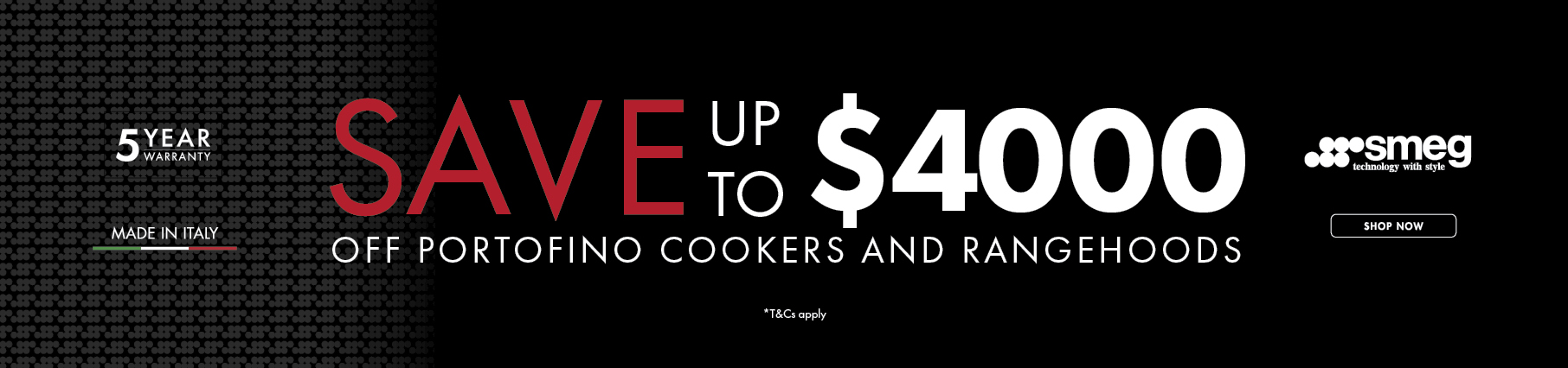 Save Up To $4000 On Selected Smeg Portofino Freestanding Cookers & Rangehoods