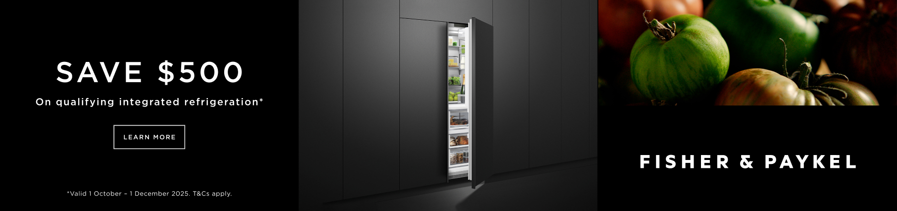 Save $500 On Selected Fisher & Paykel Integrated Refrigeration