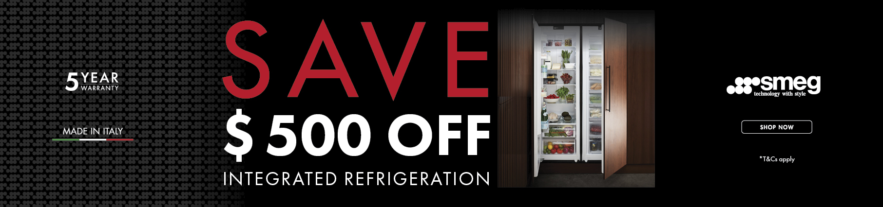 Save $500 On Select Smeg Fully Integrated Fridges