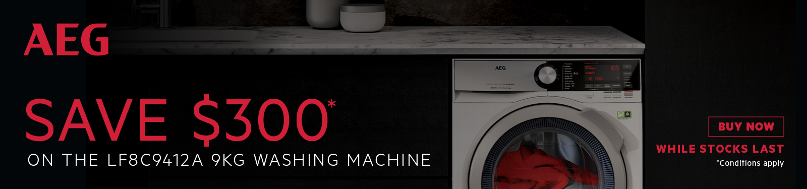 Save $300 on AEG 9KG Front Load Washing Machine
