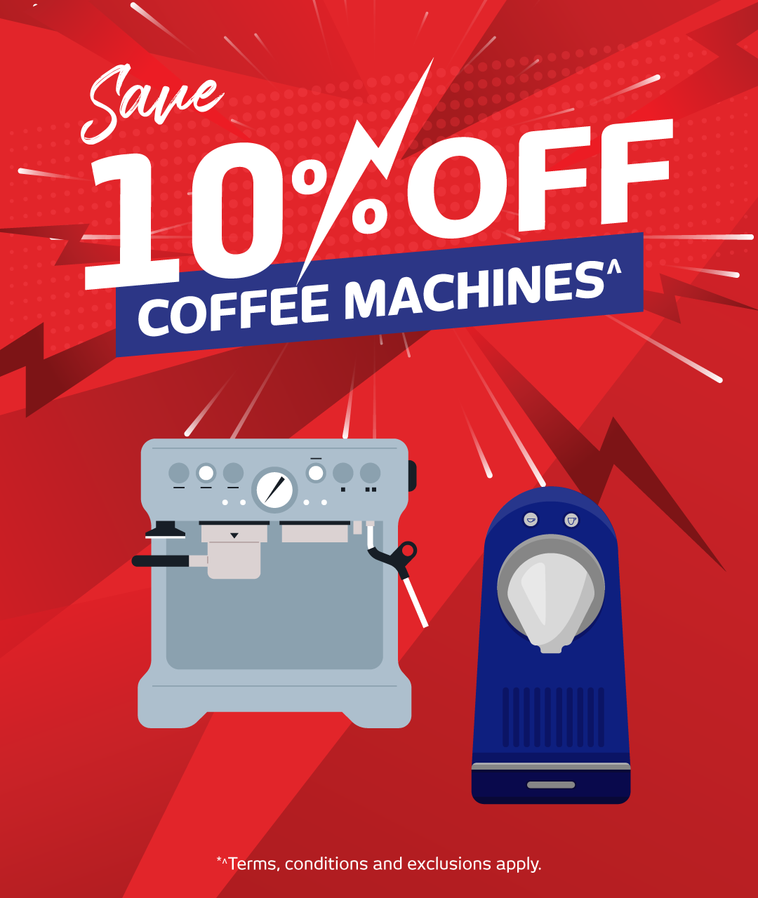 Save 10% Off Coffee Machines