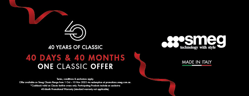 40 Days of Cashback & 40 Months Warranty on Selected Smeg Classic Appliances