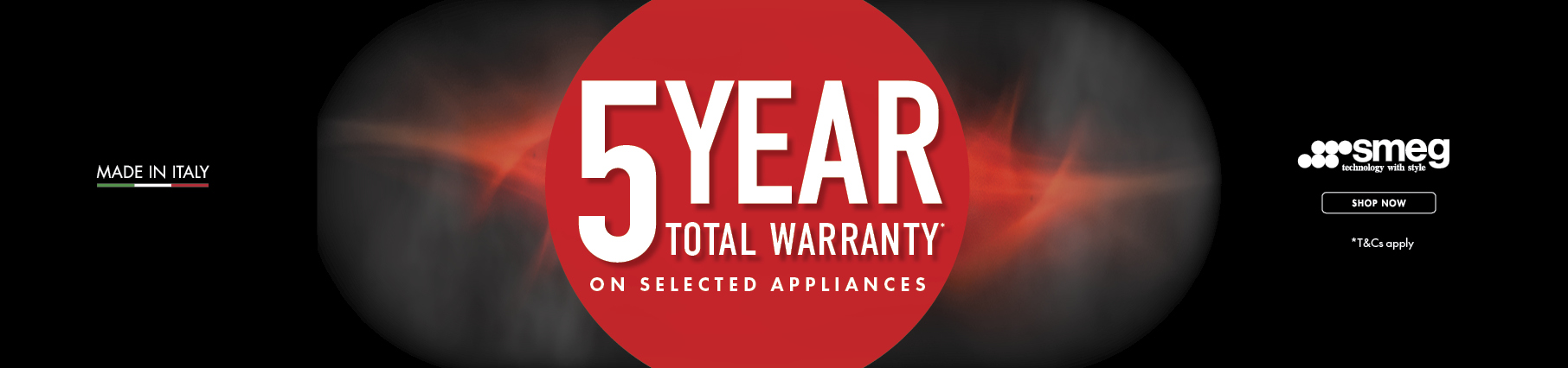 5 Year Warranty* On Selected Smeg Appliances