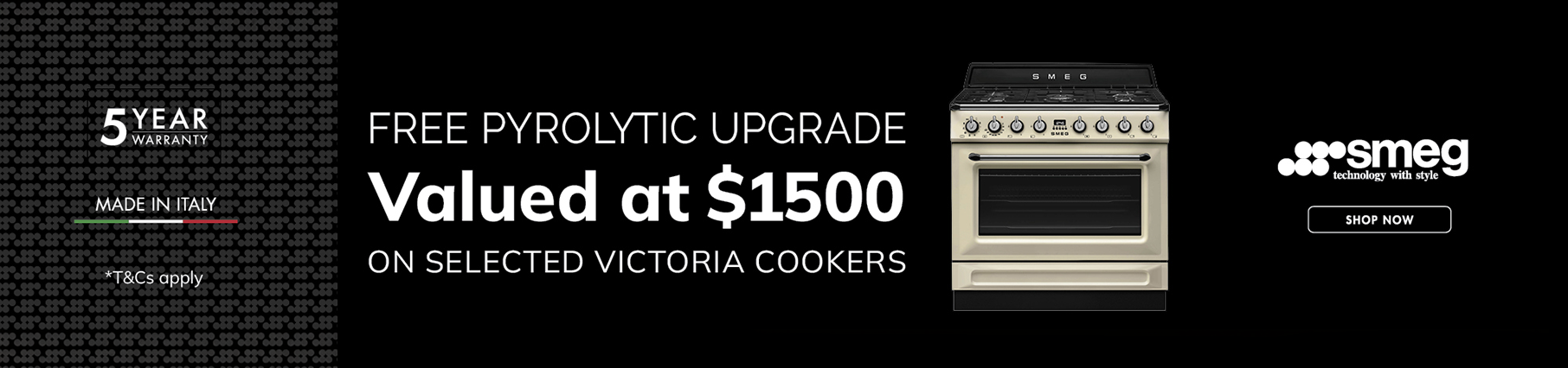 Free Pyrolytic Upgrade On Selected Smeg Victoria Cookers