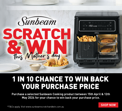 Win Your Purchase Price Back On Sunbeam Cooking Appliances at Retravision