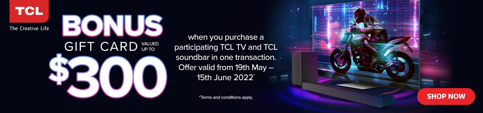 Bonus Gift Card With Selected TCL TV & Soundbar Packages at Retravision