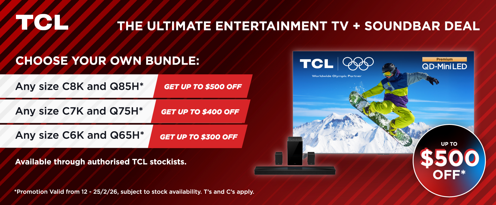 Save Up To $500 On Selected TCL TV & Soundbar Bundles at Retravision