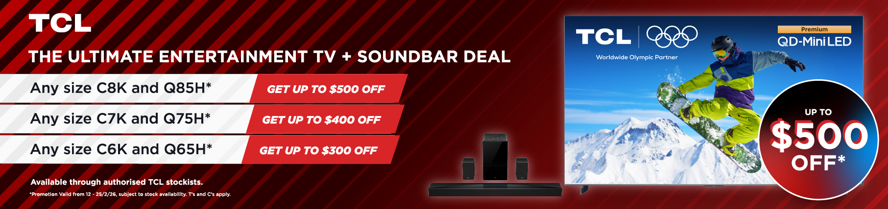 Save Up To $500 On Selected TCL TV & Soundbar Bundles