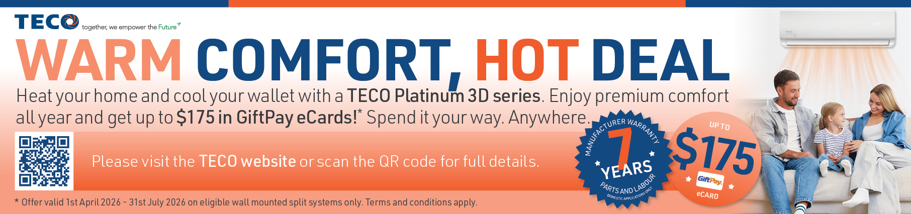 Bonus eGift Card Up To $175 With Selected TECO Air Conditioners