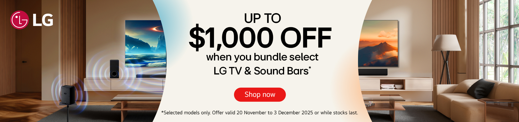 Up to $1000 off LG TV & Soundbar Bundles