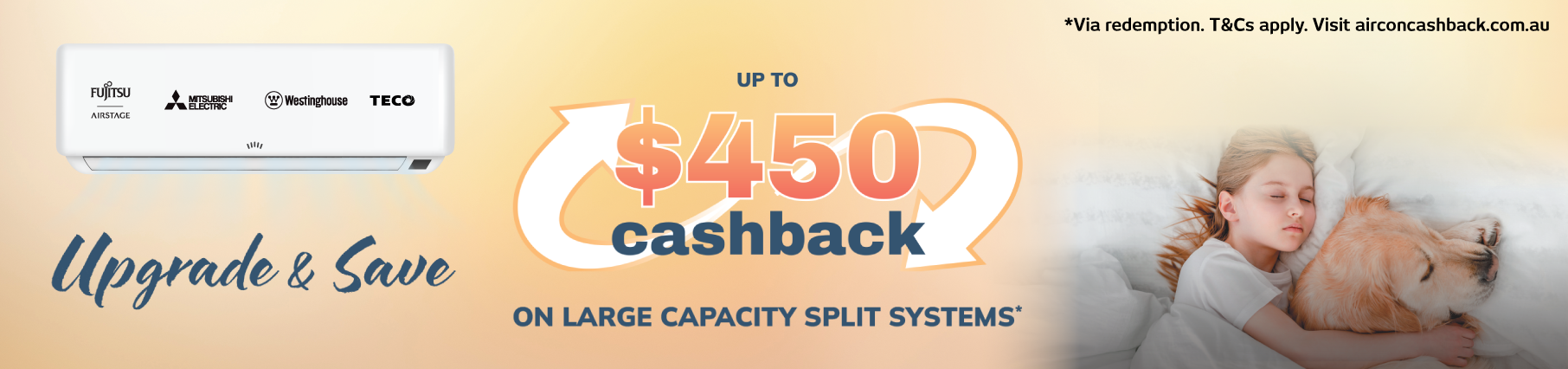 Up To $450 Cashback On Large Capacity Split Systems
