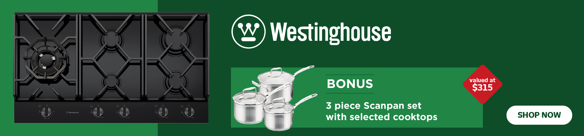 Westinghouse Ovens Designed & Built in Australia - Bonus 3 Piece Scanpan Set