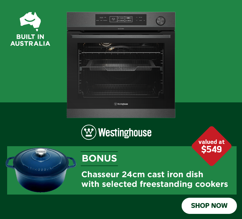 Westinghouse Ovens Designed & Built in Australia - Bonus Chasseur Cast Iron Dish