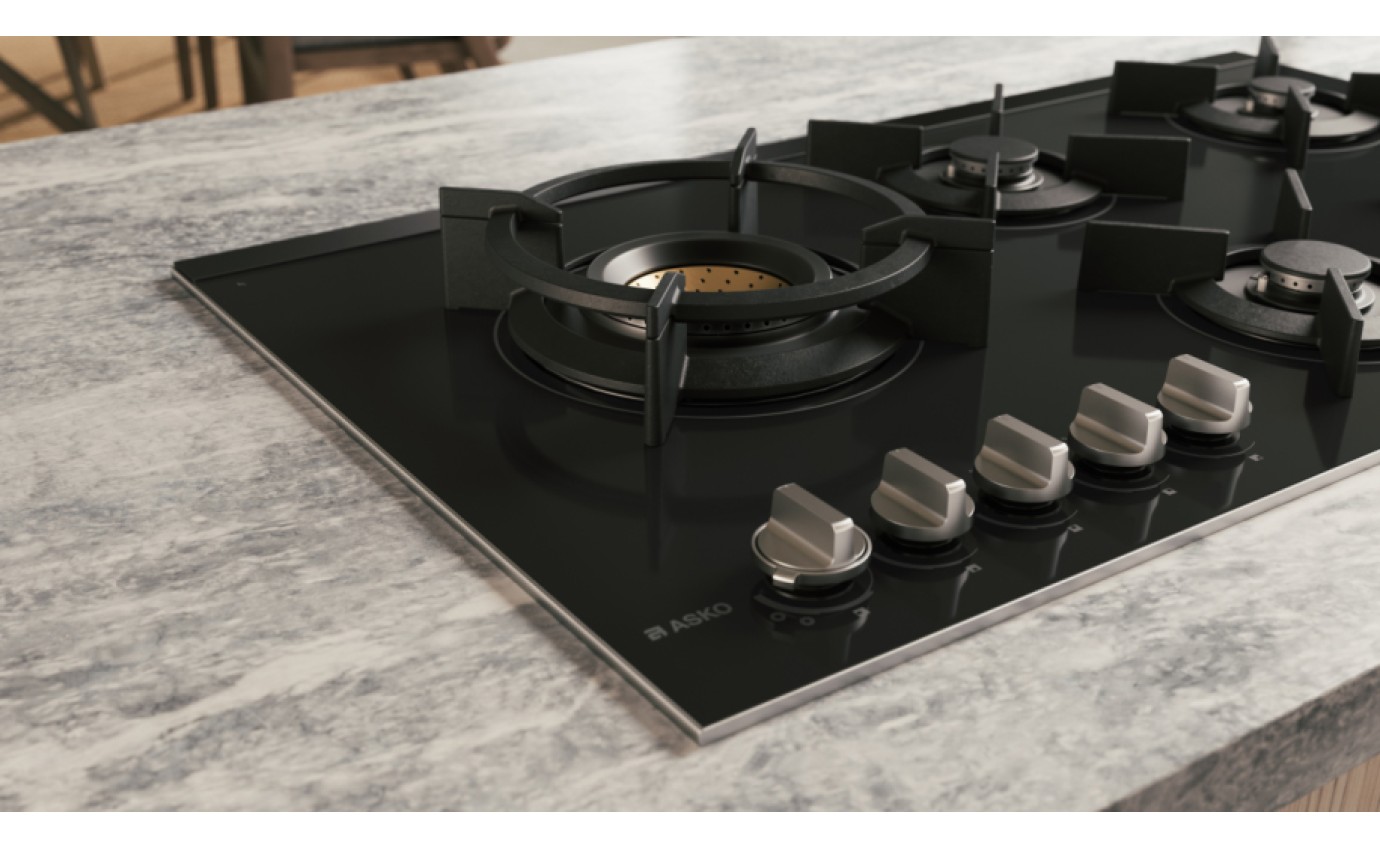 ASKO 90cm Natural Gas 5 Burner Cooktop with Fusion Volcano Burner HG8953BGD1