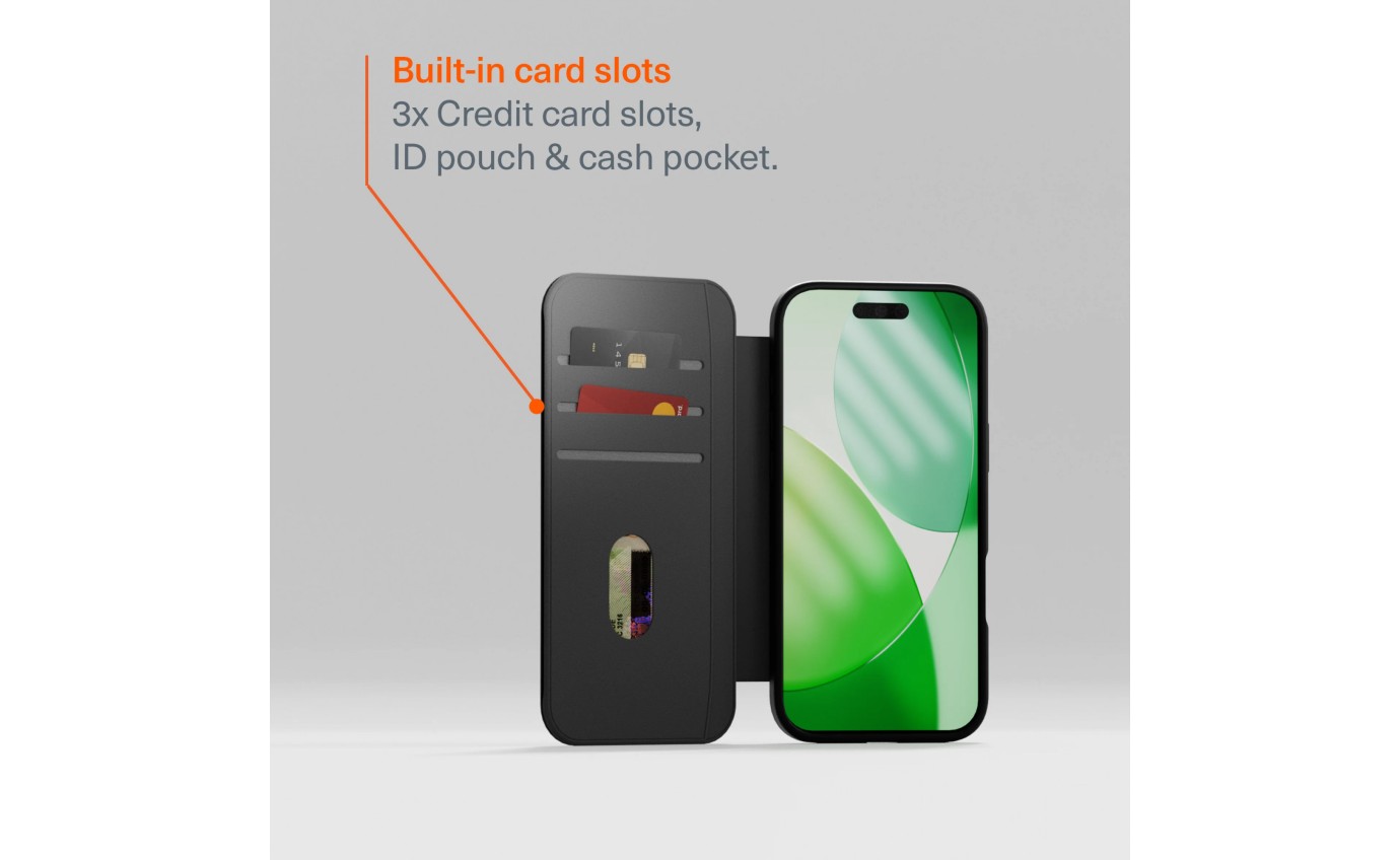 Cygnett MagWallet Magnetic Leather Wallet Case for iPhone 17 (Black) 11901341002