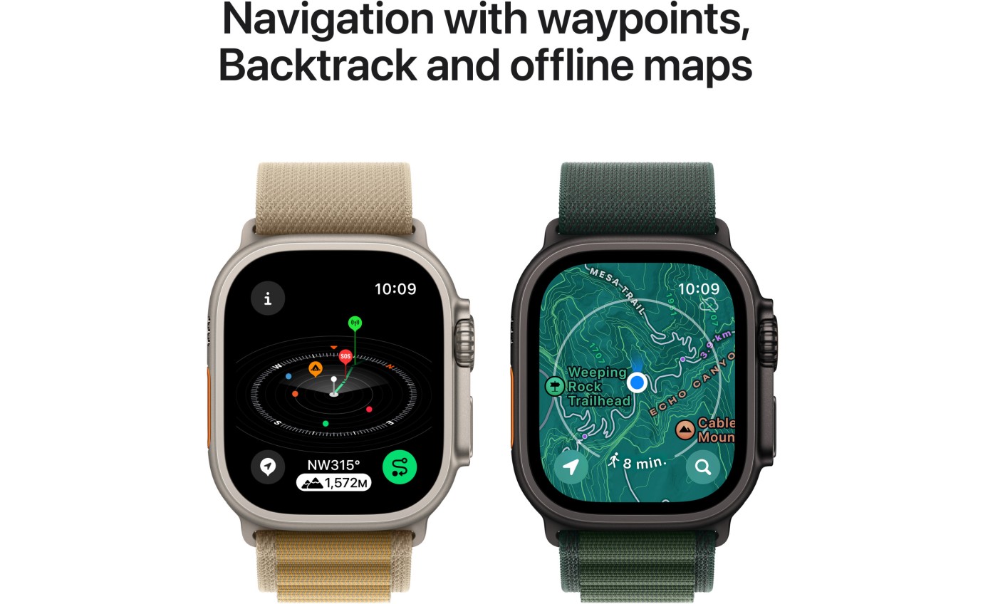 Apple Watch Ultra 2 GPS + Cellular 49mm Natural Titanium Case with Blue Trail Loop [M/L] MX4L3ZPA