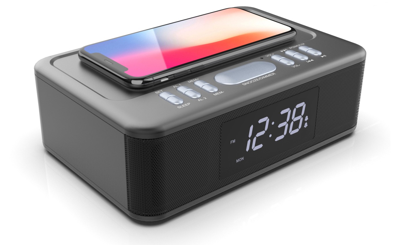 Lenoxx Wireless Charging Bluetooth Alarm Clock CRW30