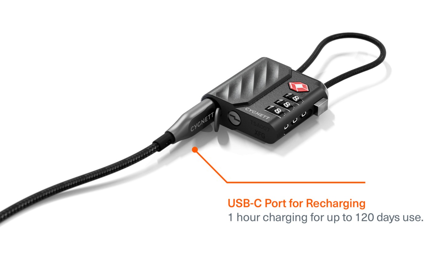 Cygnett Voyager Bluetooth&reg; TravelTag TSA Lock with USB-C Recharging 11901339043