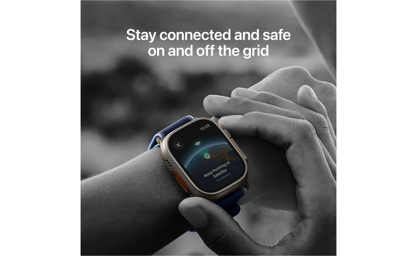 Apple Watch Ultra 3 49mm Natural Titanium Case with Blue/Bright Blue Trail Loop (M/L) MEWU4XA