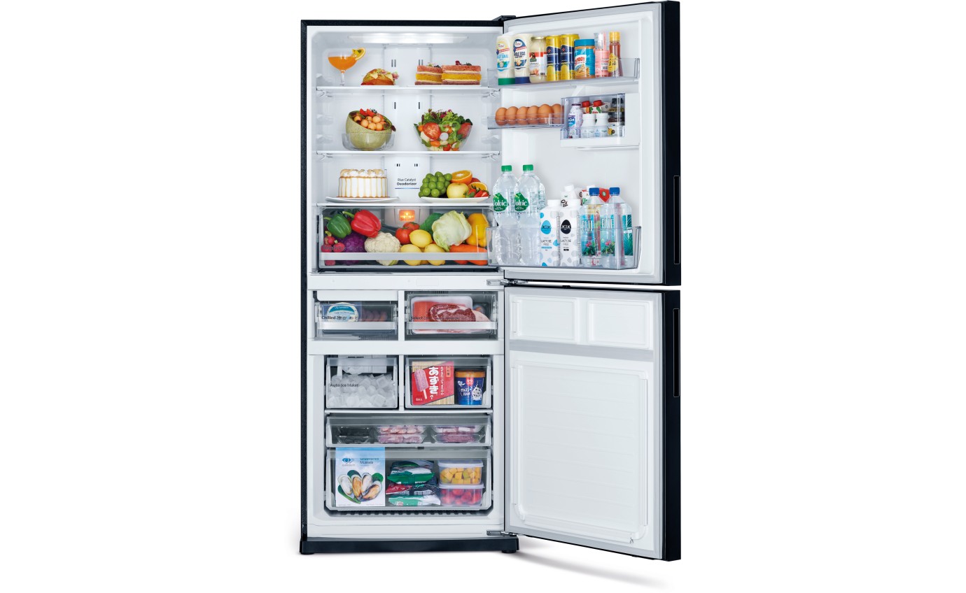 Mitsubishi 421L Bottom Mount Fridge &ndash; Brilliant Black MRHS421EXGBKA