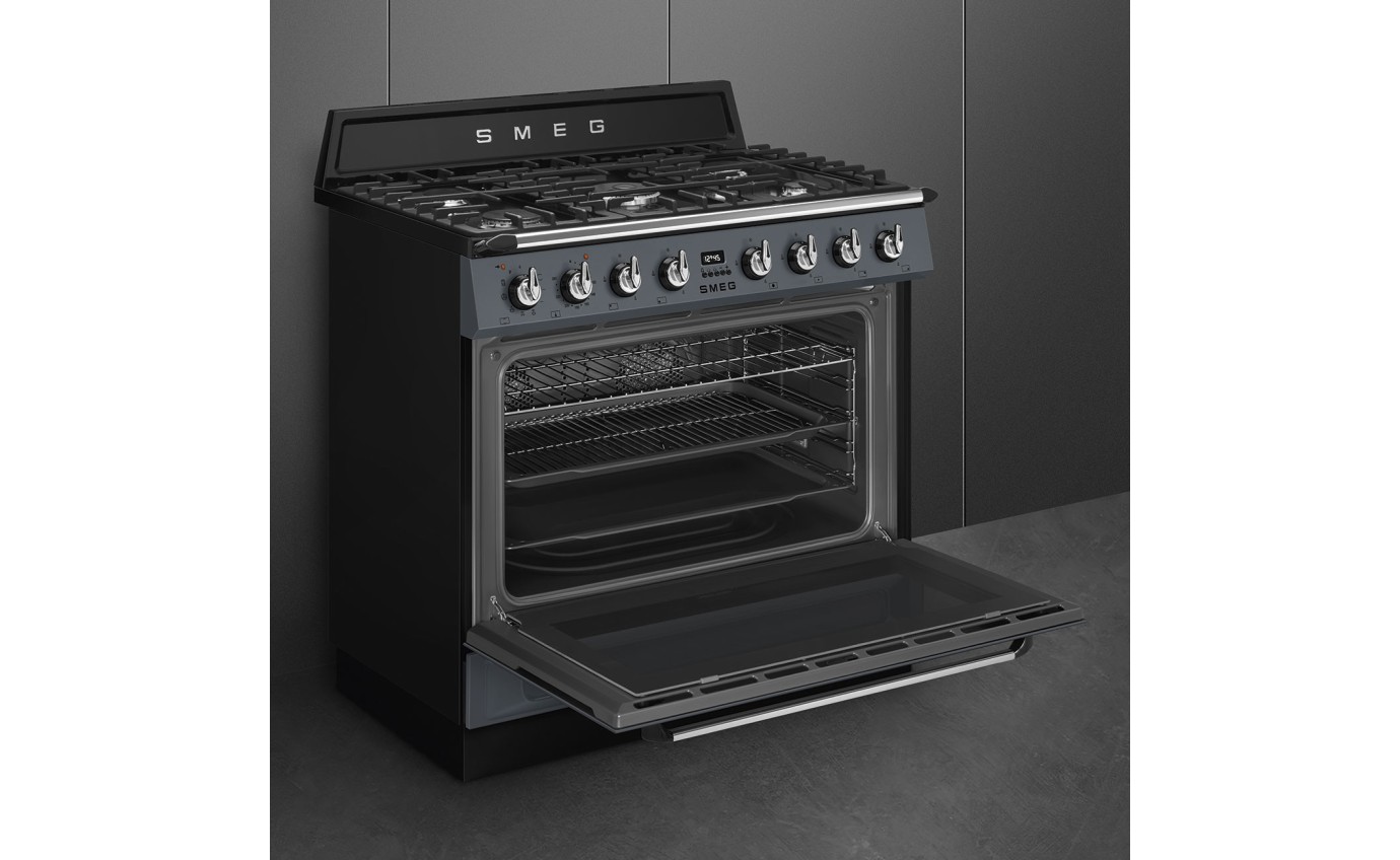 Smeg 90cm Victoria Dual Fuel Pyrolytic Cooker (Slate Grey) TRA90GPGR
