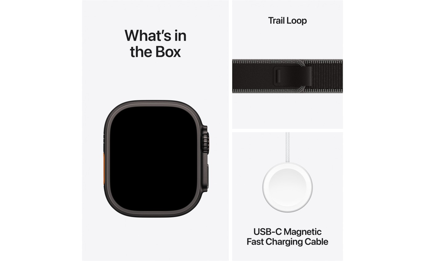 Apple Watch Ultra 3 49mm Black Titanium Case with Black/Charcoal Trail Loop (S/M) MF1D4XA