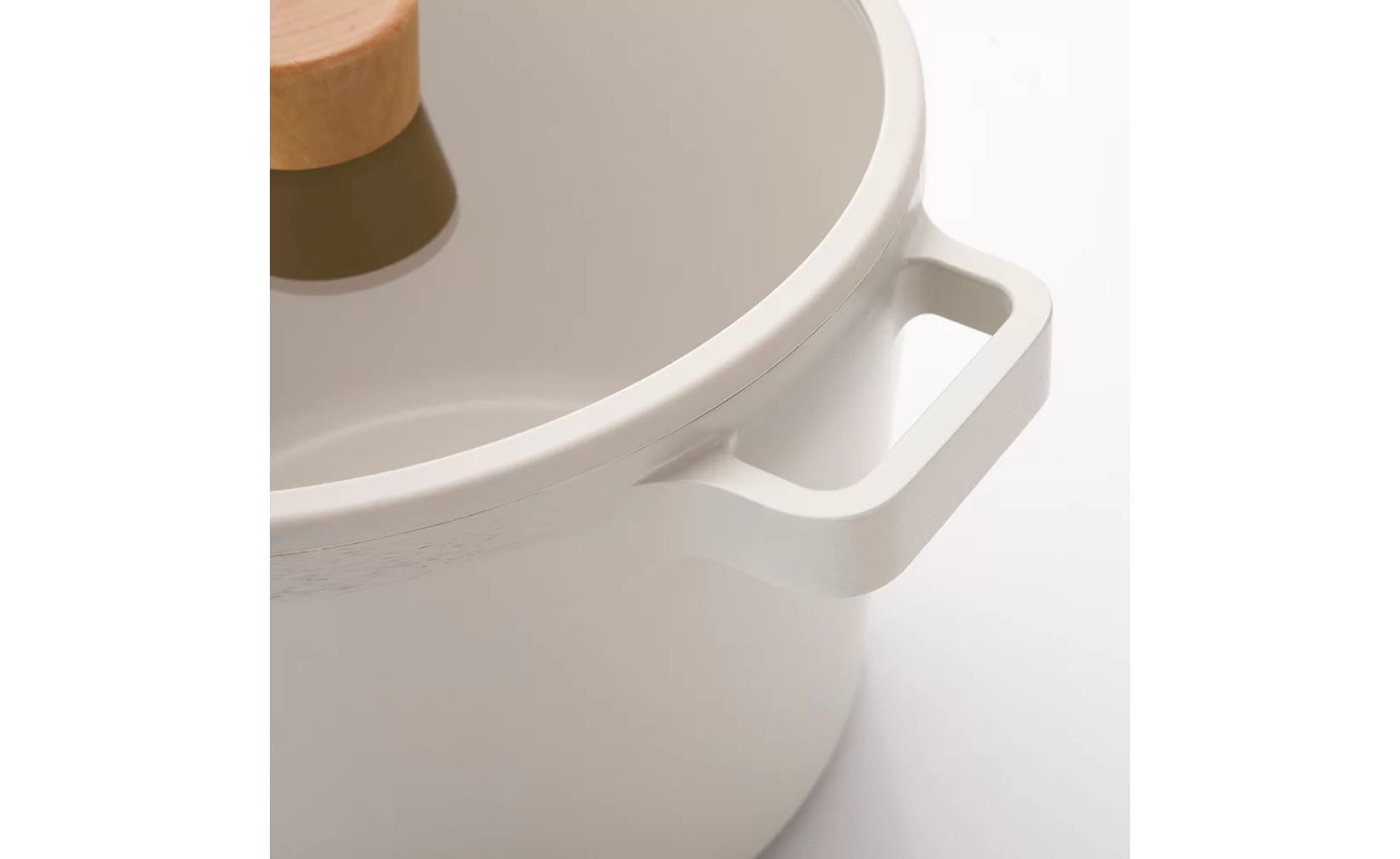 Neoflam Fika 24cm Induction Stockpot with Silicon Rim Glass Lid EKFGC24