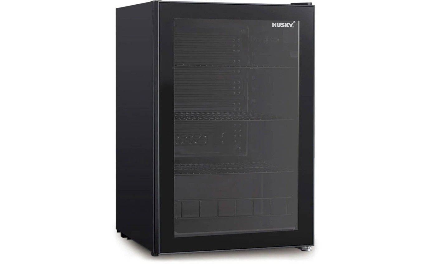 Husky 130L Anti-Condensation Single Door Bar Fridge (Black) HUS130HDBLK