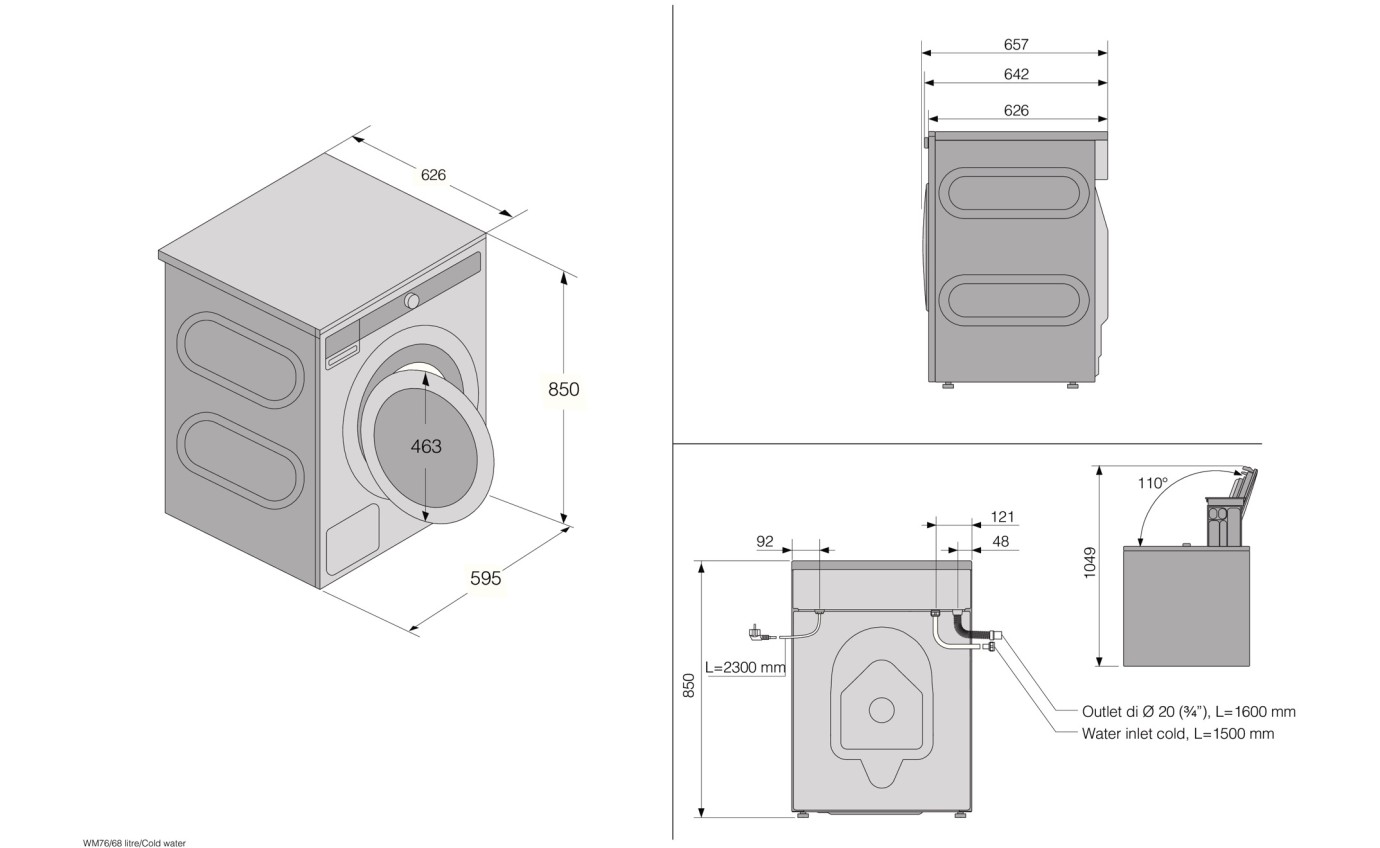 Asko 9kg Front Load Washer (Titanium) W5096RLT