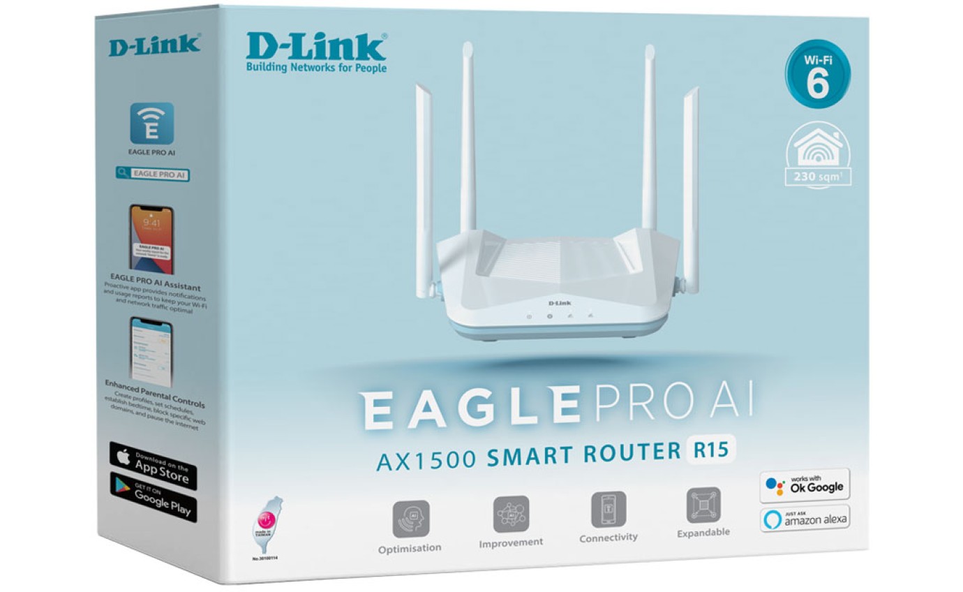 D-Link Eagle Pro AI AX1500 Wi-Fi 6 Mesh System Router R15