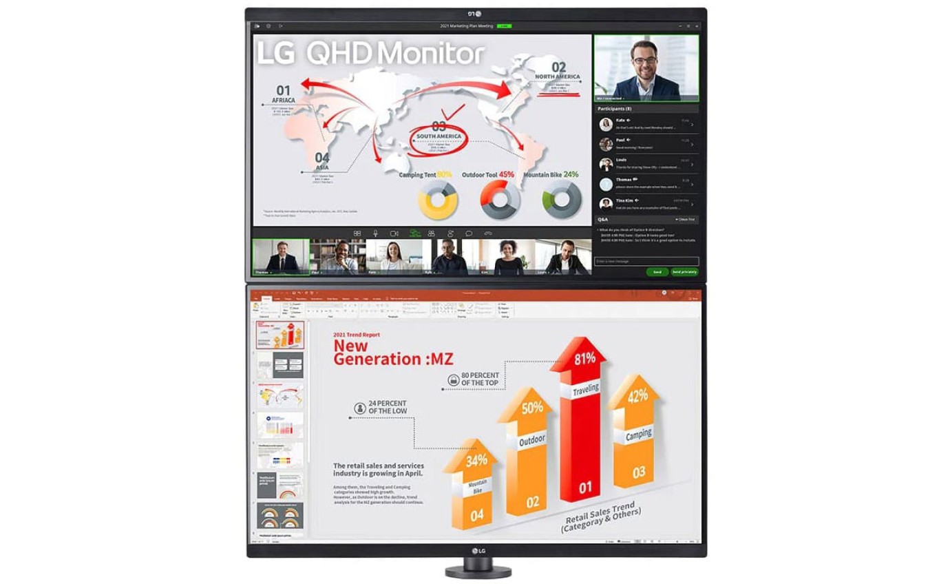 LG 27 inch Dual QHD Ergo Monitor with USB Type-C and Daisy Chain 27QP88D