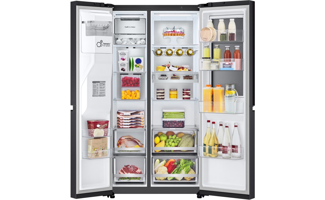 LG 635L InstaView Side By Side Fridge (Matte Black) GSV600MBLC
