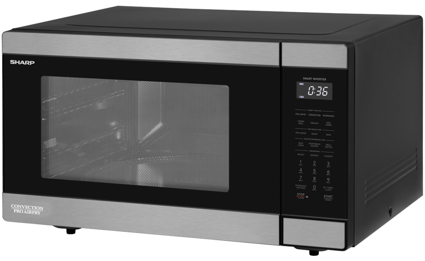 Sharp 36L 1000W Inverter with Convection & Pro Airfry Microwave (Black Stainless) R365CVAFBS