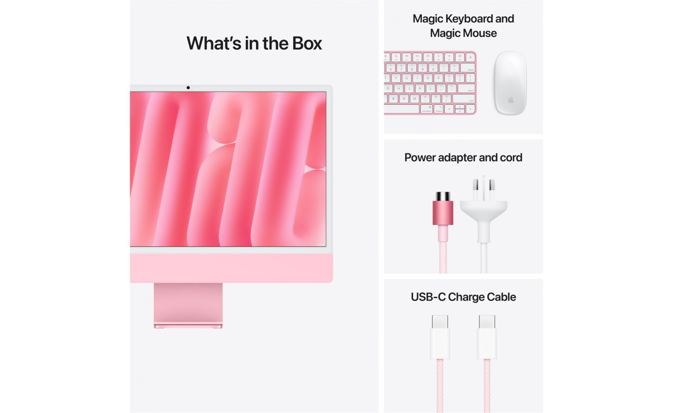 Apple iMac 24 inch Retina 4.5K M4 Chip 8-Core CPU 8-Core GPU 16GB RAM 256GB (Pink) MWUG3XA