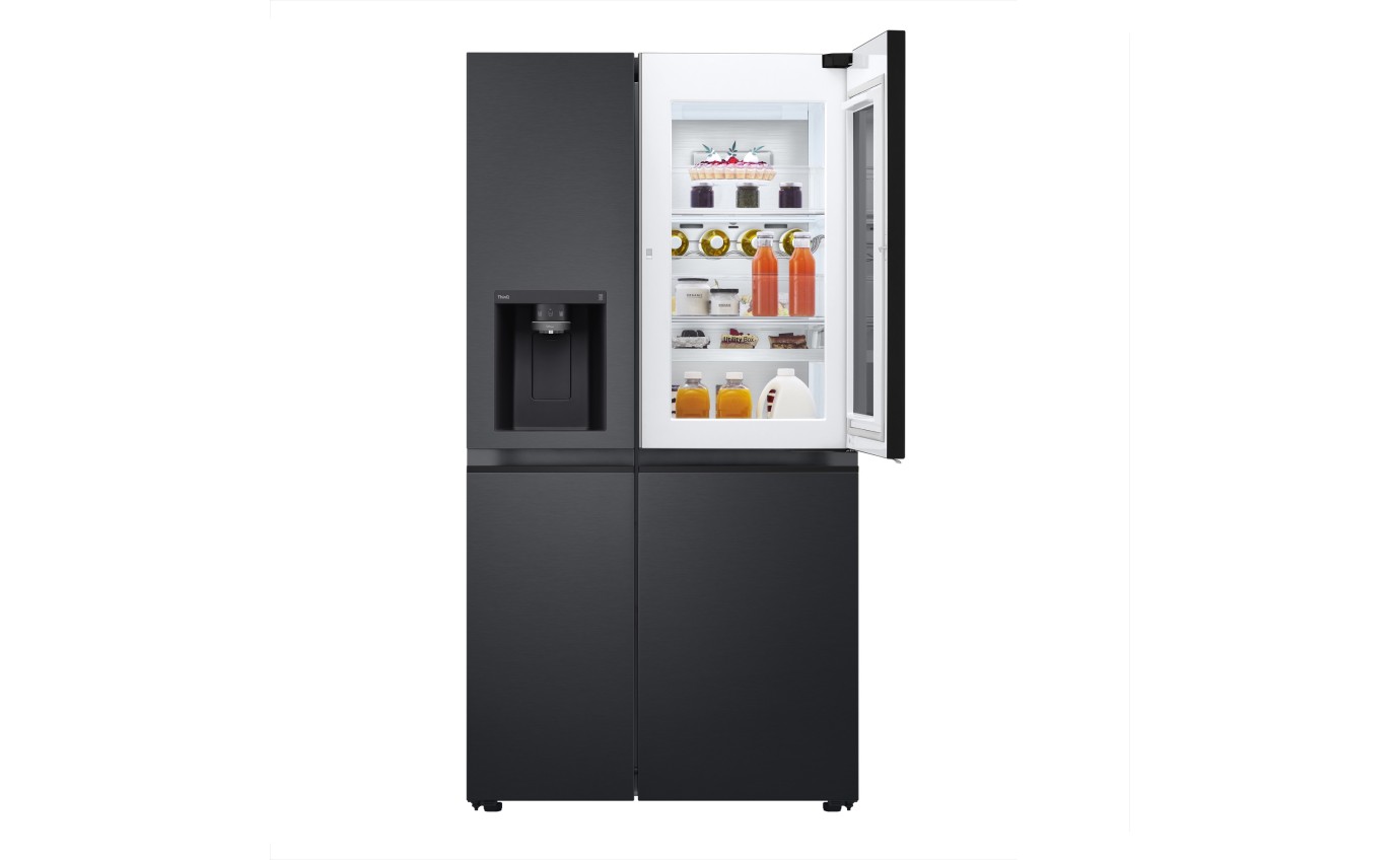 LG 635L InstaView Side By Side Fridge (Matte Black) GSV600MBLC