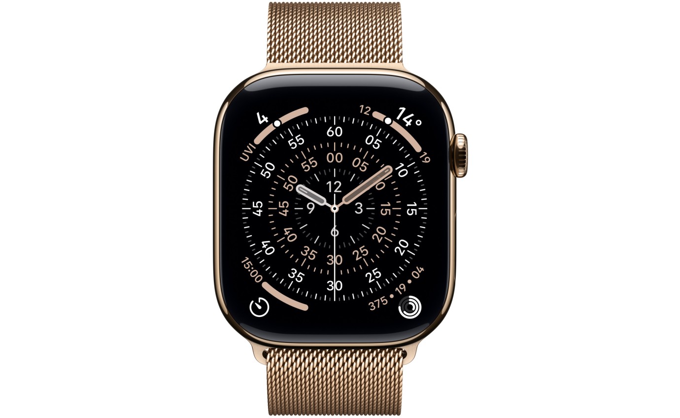 Apple Watch Series 11 GPS + Cellular 46mm Gold Titanium Case with Gold Milanese Loop (M/L) MFD84XA