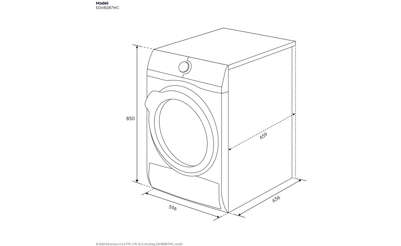 Electrolux 8kg 700 Series Heat Pump Dryer EDH812R7WC