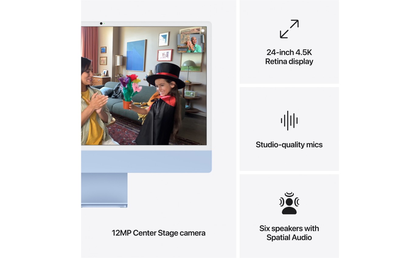 Apple iMac 24 inch Retina 4.5K M4 Chip 8-Core CPU 8-Core GPU 16GB RAM 256GB (Blue) MWUF3XA