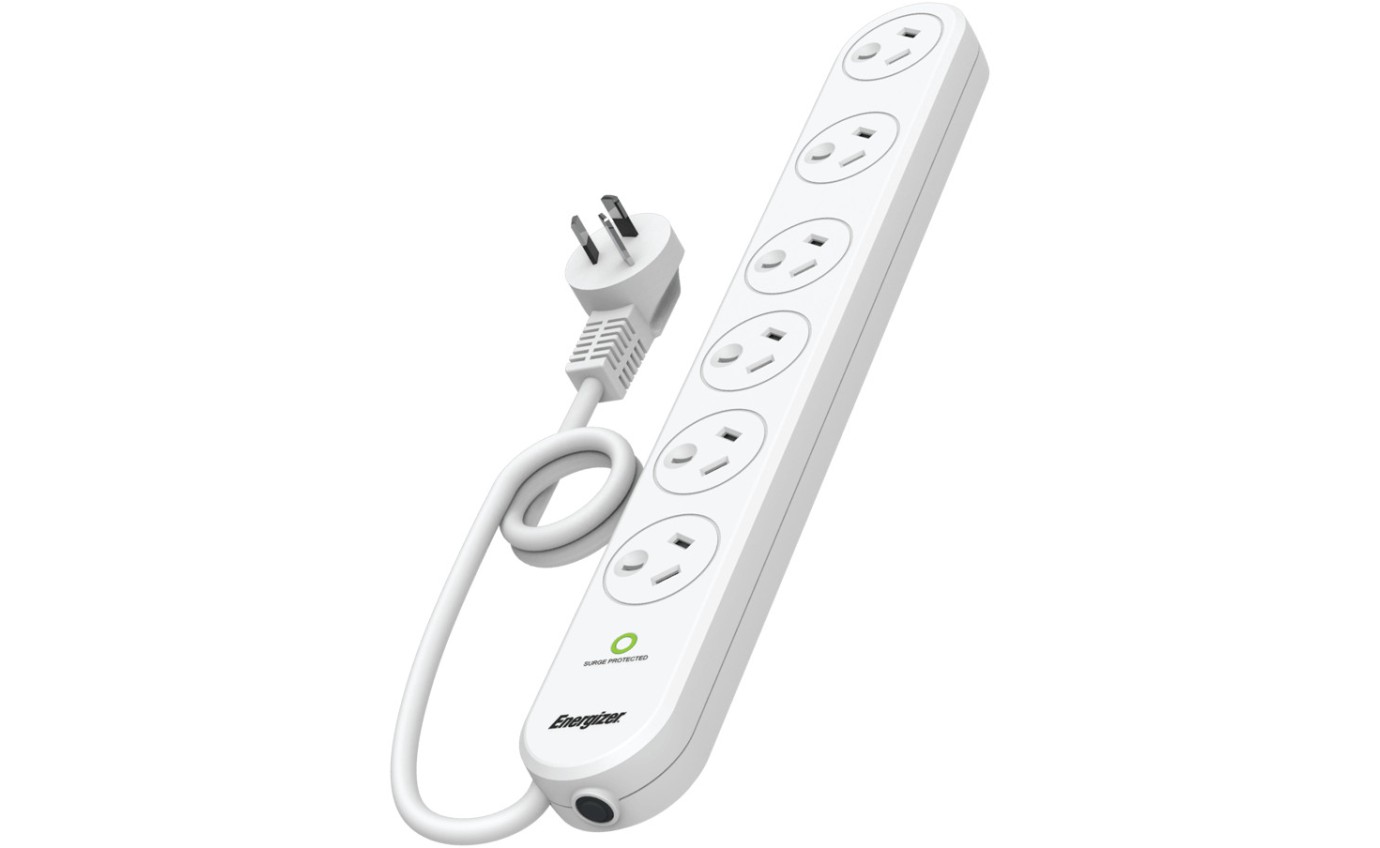 Energizer 6 Outlet Power Board with Surge Protection ET6OSPSW