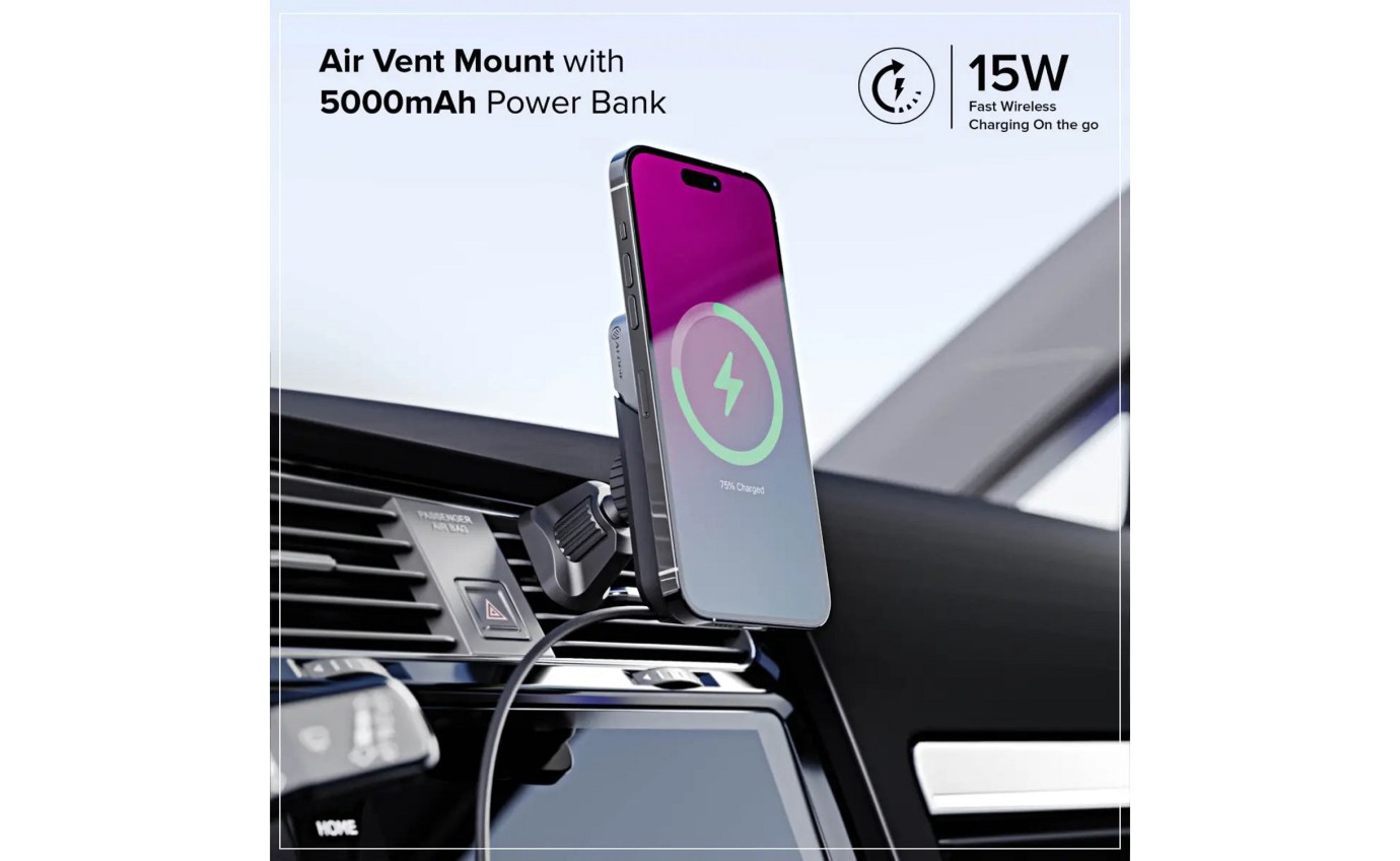 ALOGIC Matrix+ Universal Wireless Car Charger with Power Bank and Air Vent Mount MSPBCM
