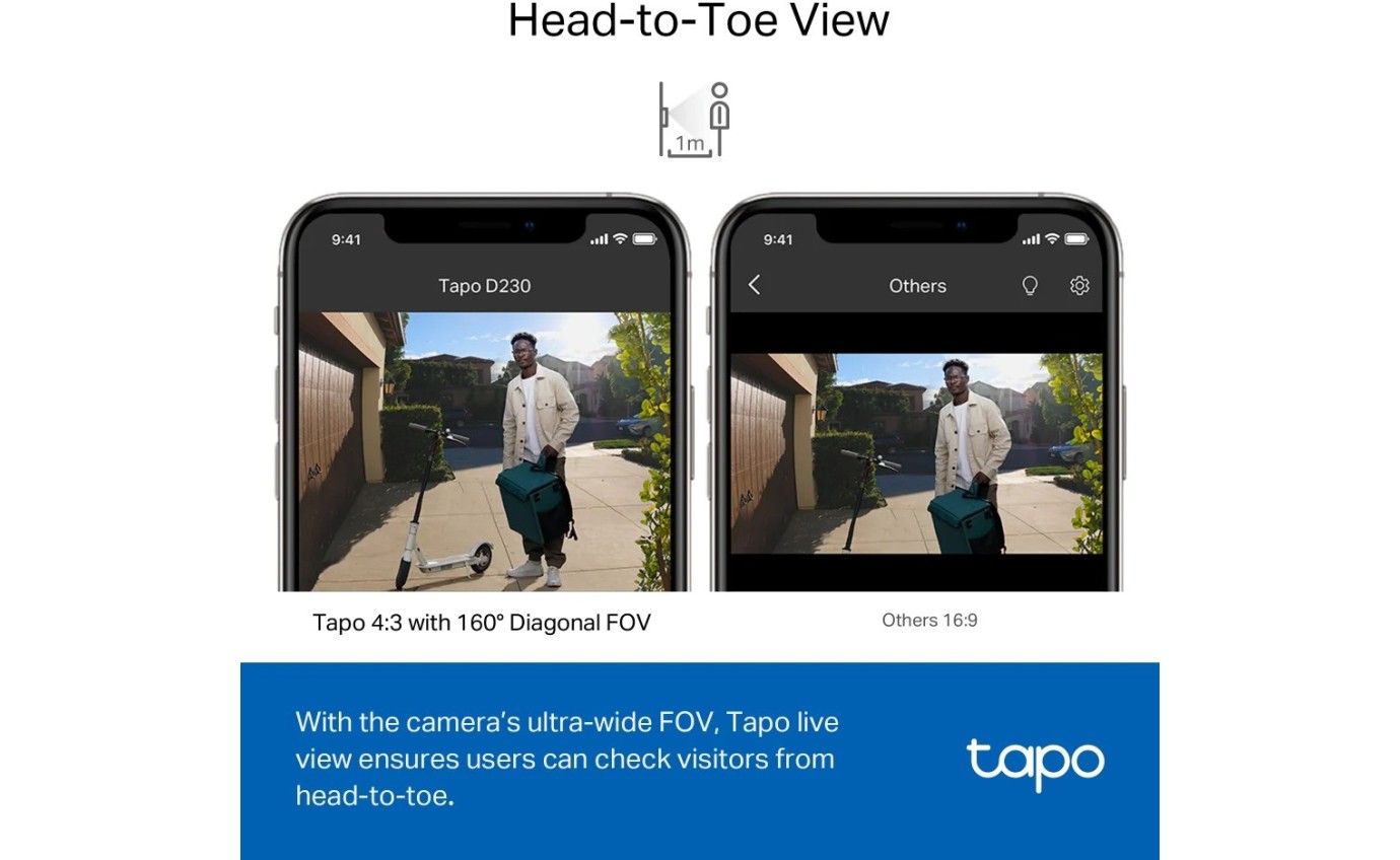 Tapo 2K Wireless Video Doorbell with Hub TAPOD230S1