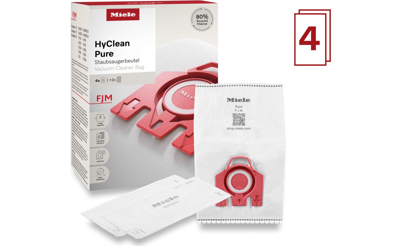 Miele Pure FJM HyClean 3D Vacuum Cleaner Dustbag (4 Pack) 12421140