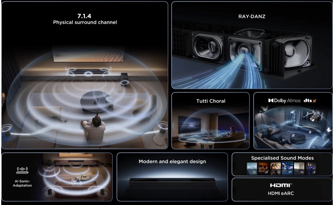 TCL 7.1.4ch Q85H Pro Dolby Atmos Soundbar with Wireless Subwoofer Q85HPRO